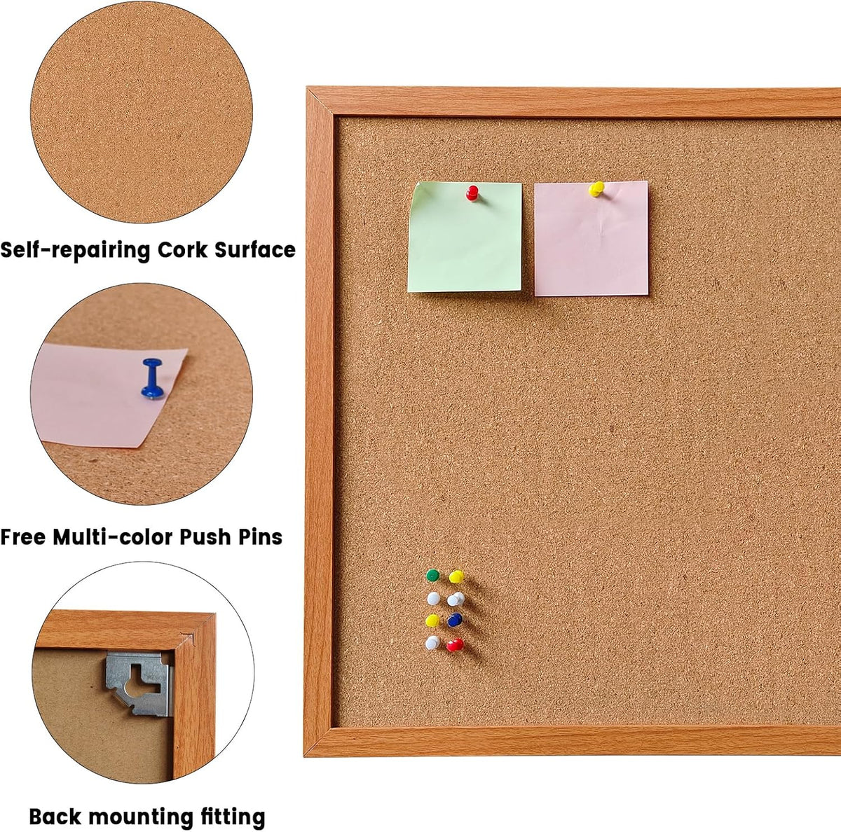 Cork Board 36"x24" Pin Boards Office Corkboards for Wall