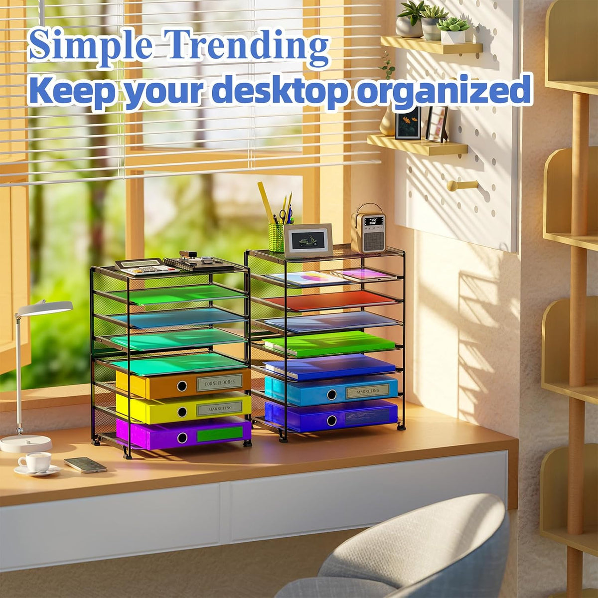 Simple Trending 2 Pack 8 Tier Letter Tray Paper - Mesh Desk File Organizer fo...