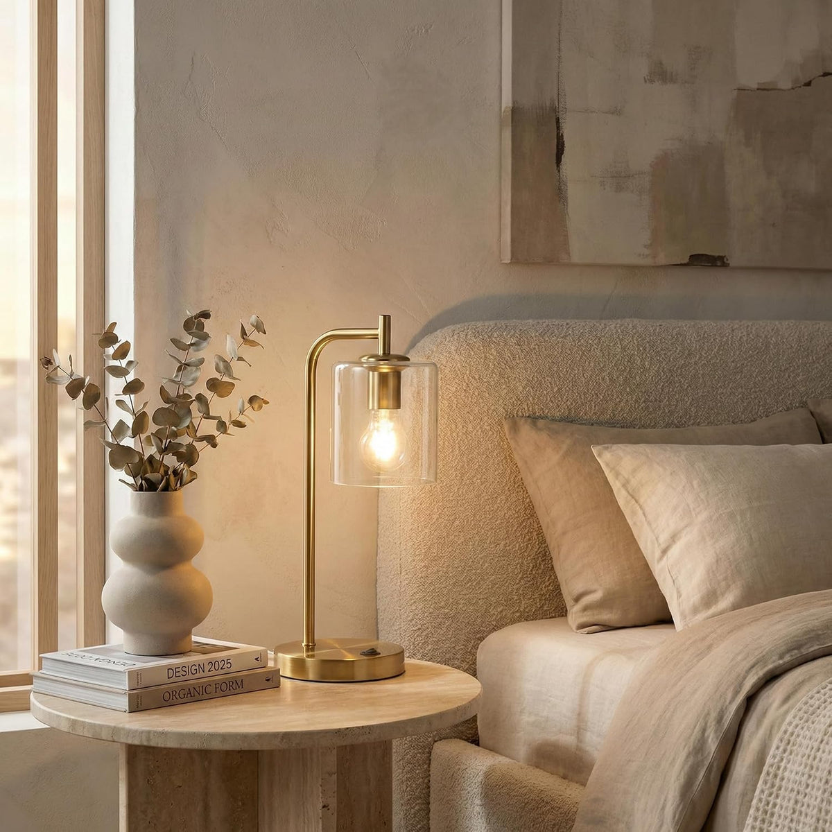 Brightech Elizabeth Table Lamp with Wireless Charging Pad and USB Port, Bedsi...