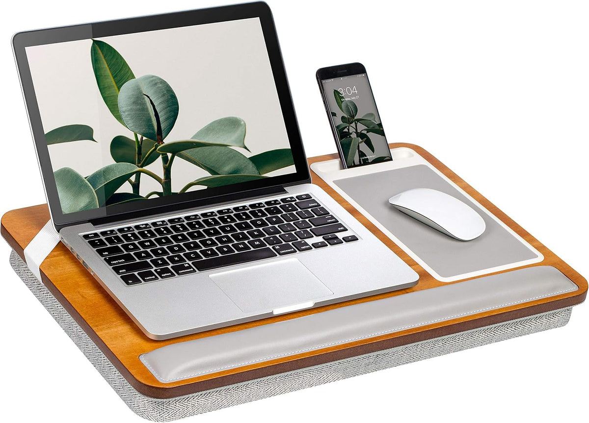 ROSSIE HOME Premium Acacia Wood Lap Desk – Natural, Fits 15.6” Laptops