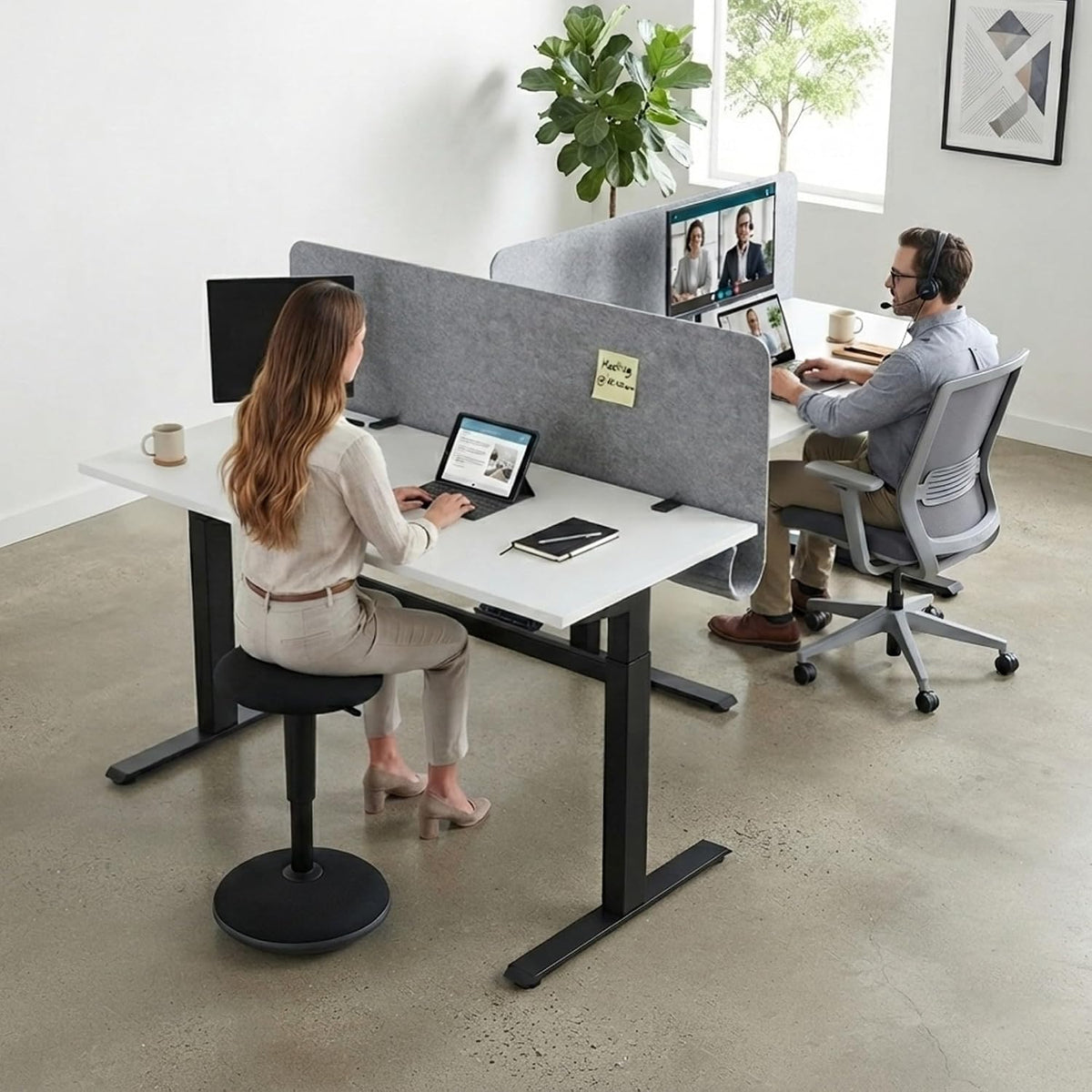 Desk Privacy Panel with Wire Management, 47.2" x 22.5" Cubicle Desk...
