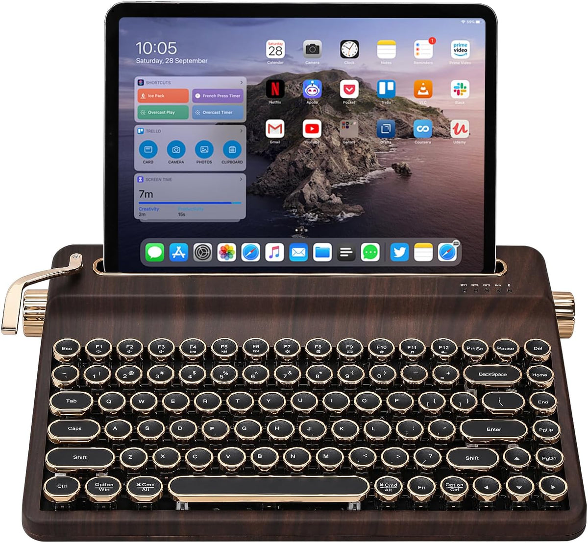 YUNZII QL75 Retro Typewriter Hot Swap RGB Keyboard(Wood, Cocoa V2)