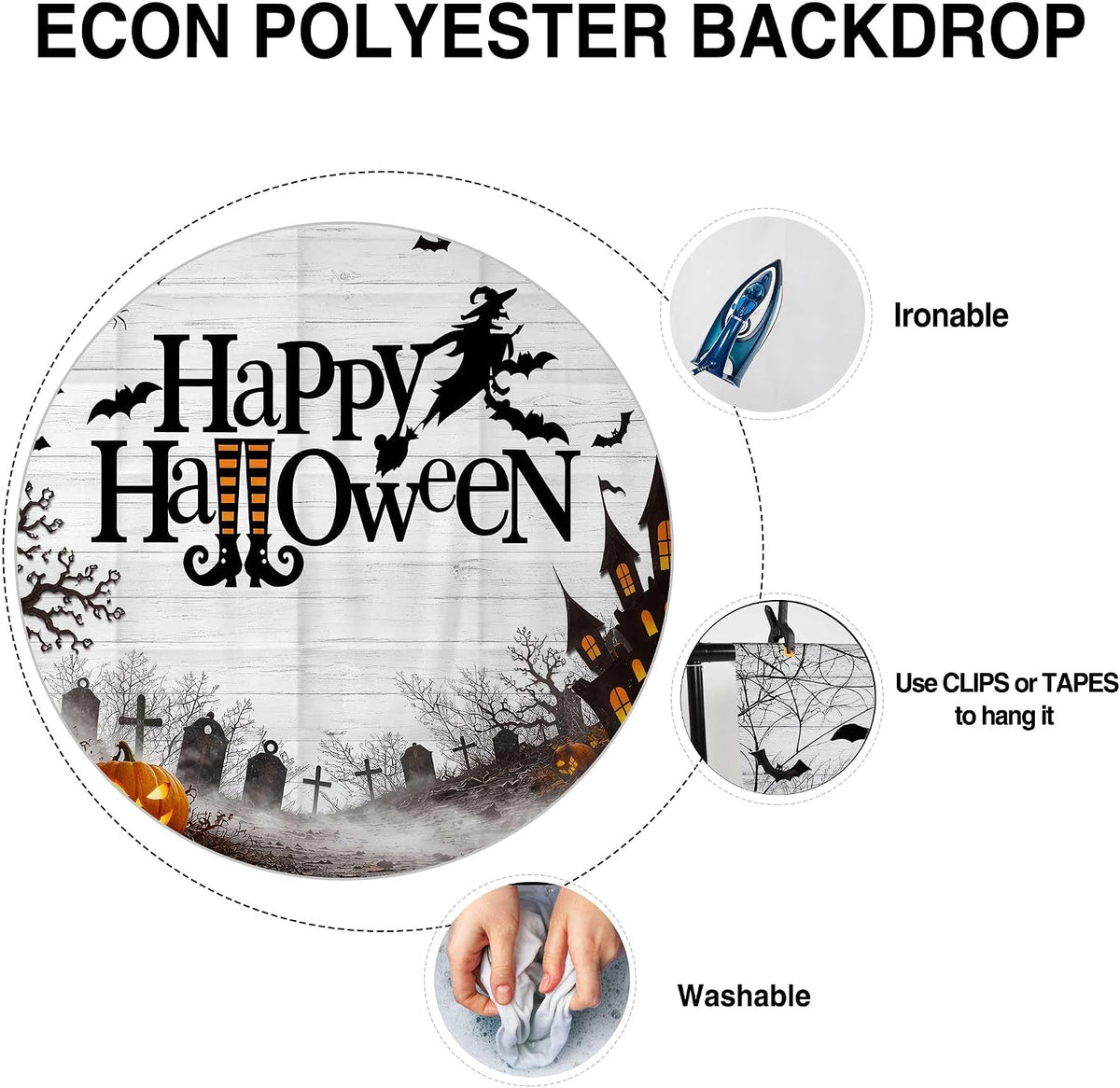 Allenjoy 118" x 95" Happy Halloween Photography Backdrop with Photo...