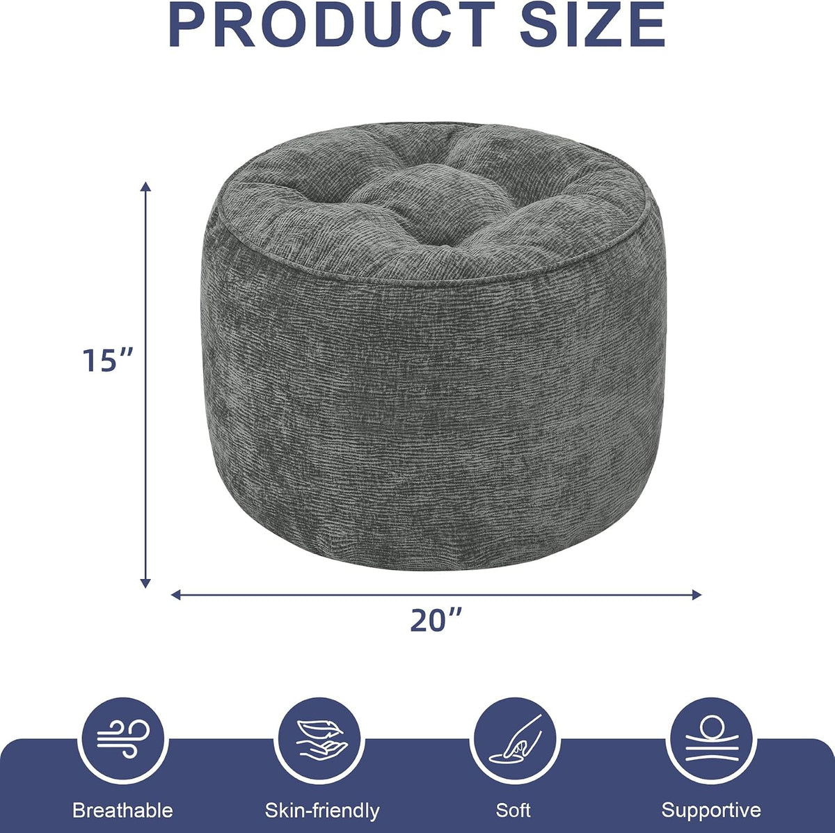 Hobestluk Round Oversized Ottoman Foot Leg Rest Under Desk for Couch