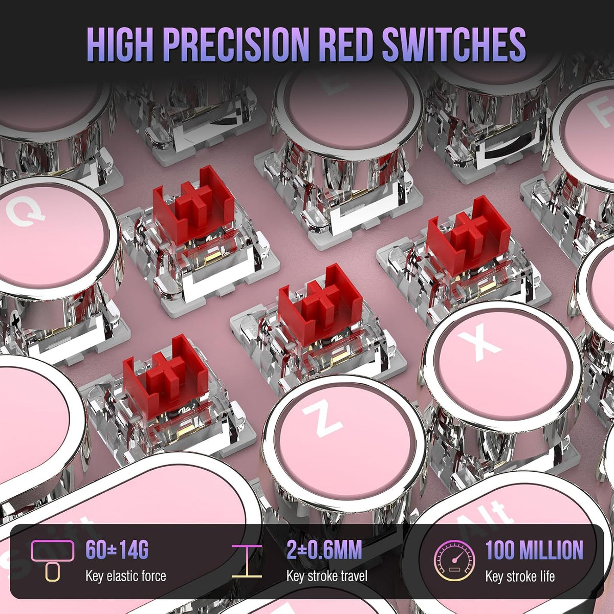 Typewriter Mechanical Gaming Keyboard with RGB Backlit Red Switches, 104 Keys...