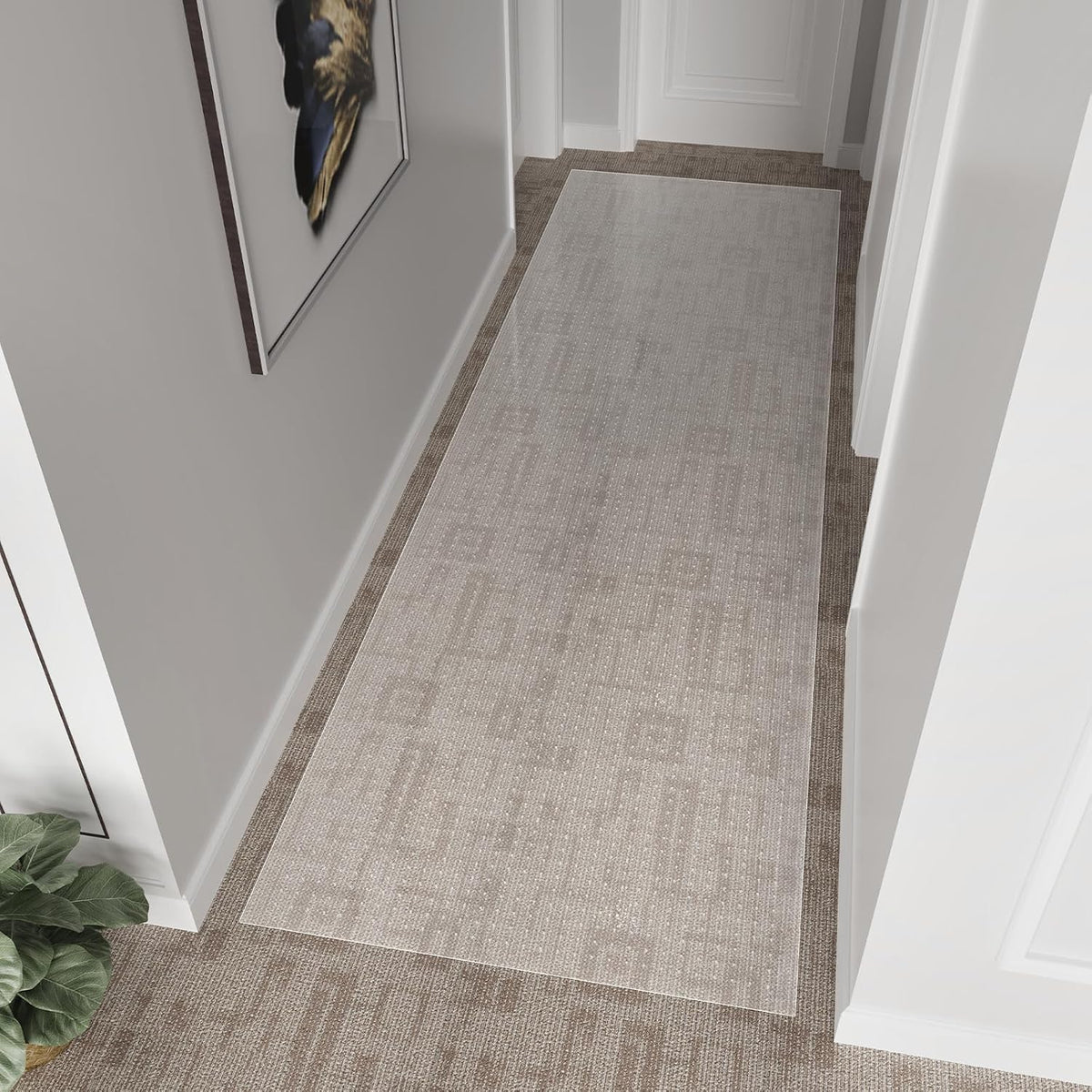 SALLOUS Plastic Runner Mat for Hallway, 3' x 10' Runner Rug for Carpe...