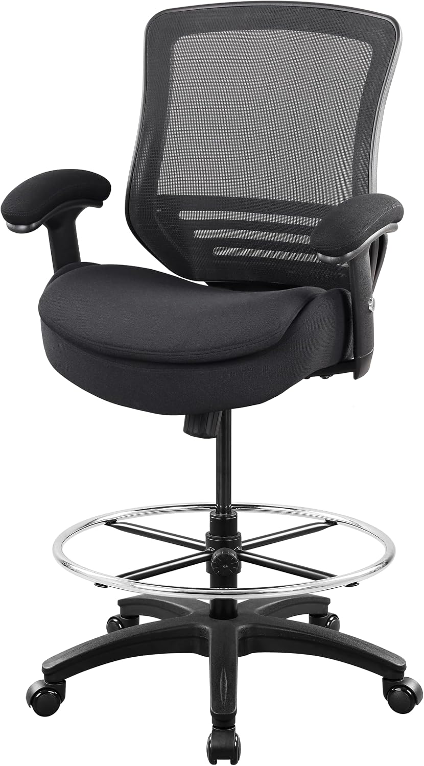 400lbs Office Drafting Chair Wide Dual Seat Cushion for High Standing Desk wi...