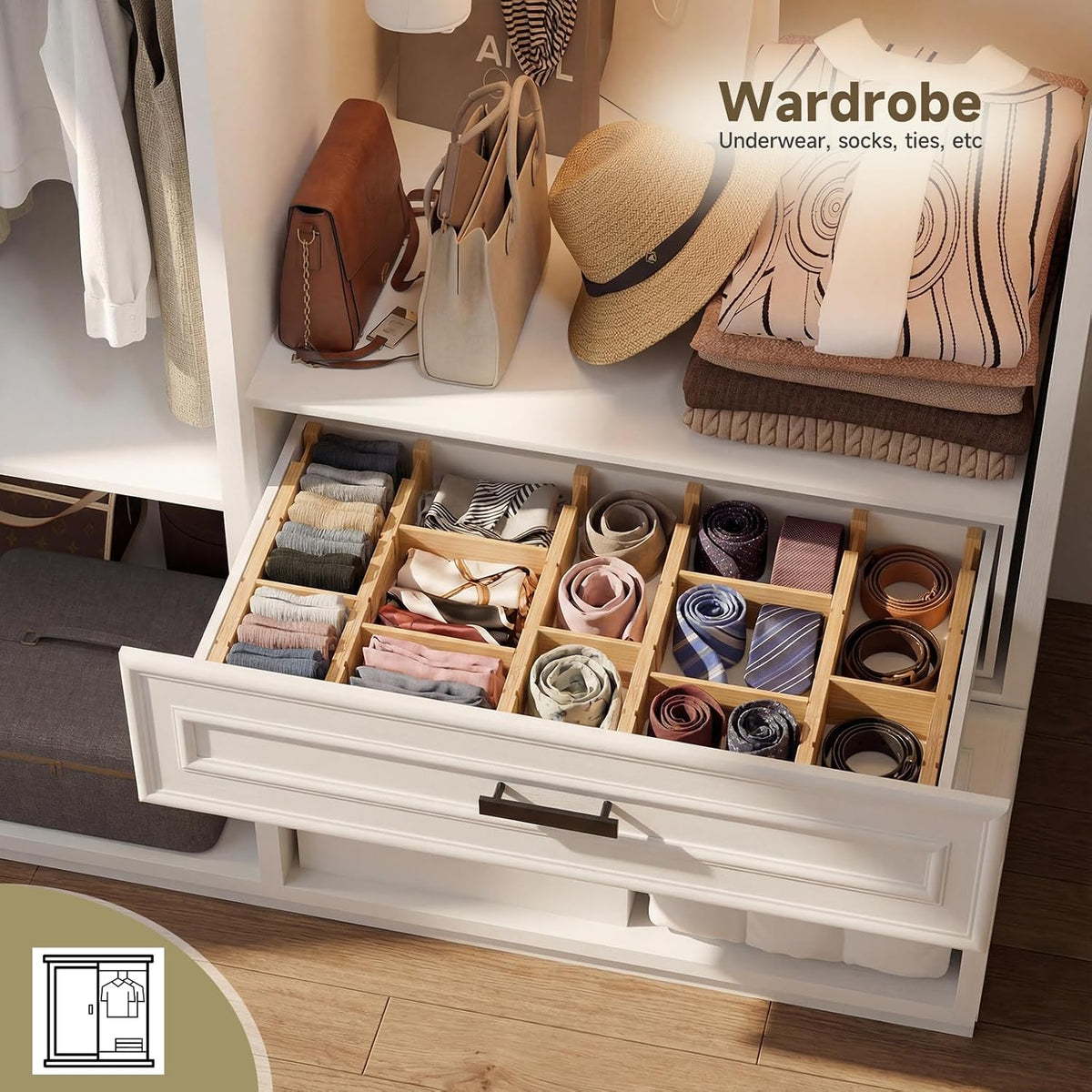 Bamboo Drawer Dividers, Expandable Kitchen Drawer Organizer