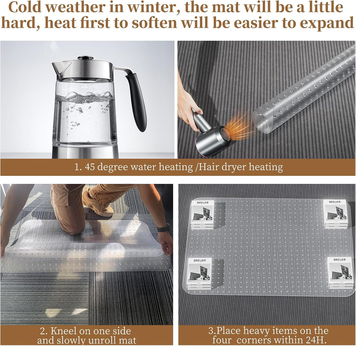 36" X 48" X 0.09" Office Chair Mat for Carpet - 2PCS