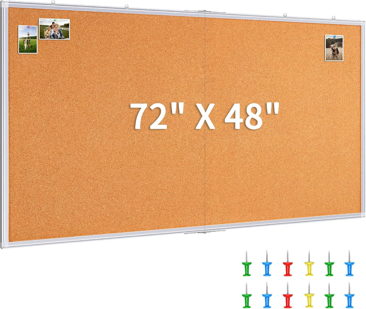 Maxtek Cork Board 72 x 48 in, Large Bulletin Board for Wall Aluminum Framed