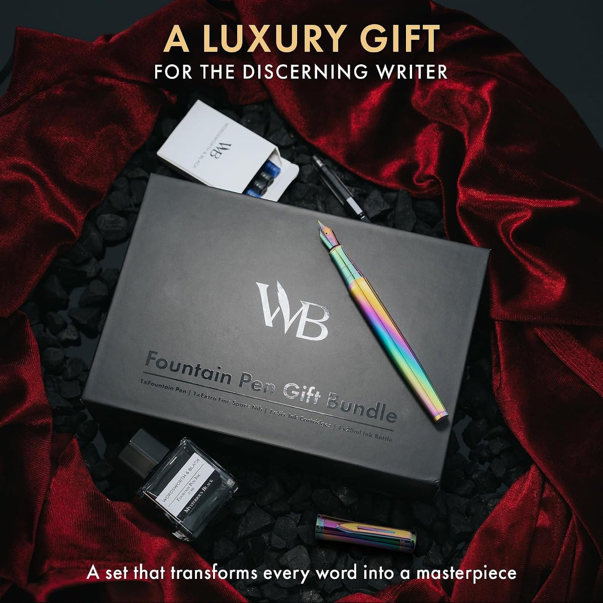Wordsworth & Black Fountain Pen Gift Set, Medium & Extra Fine Nib, Ra...