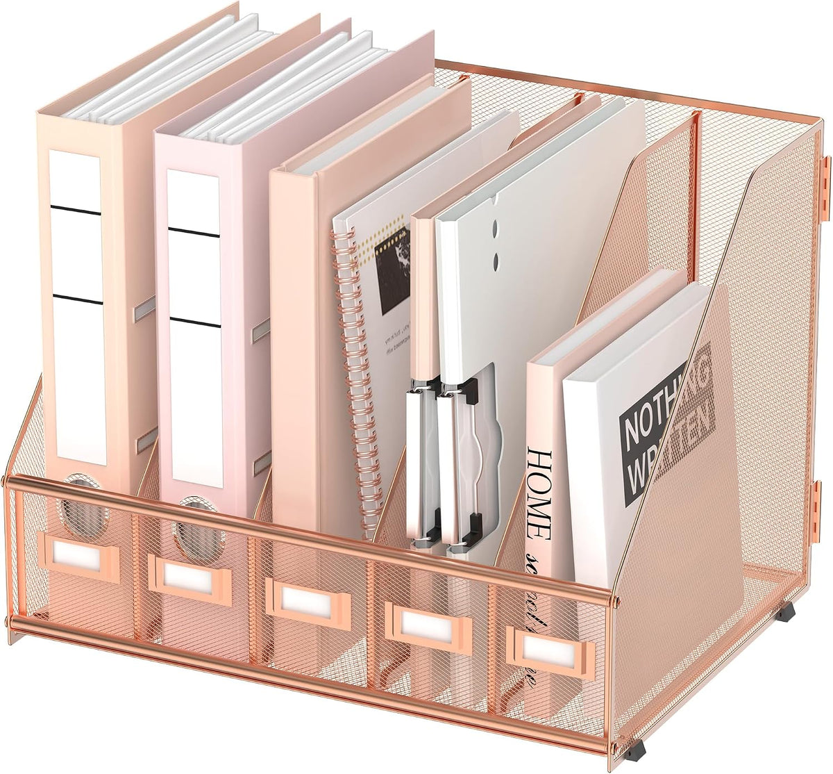 SUPEASY Desk Organizers Metal Desk Magazine File Holder with 5 Vertical Compa...
