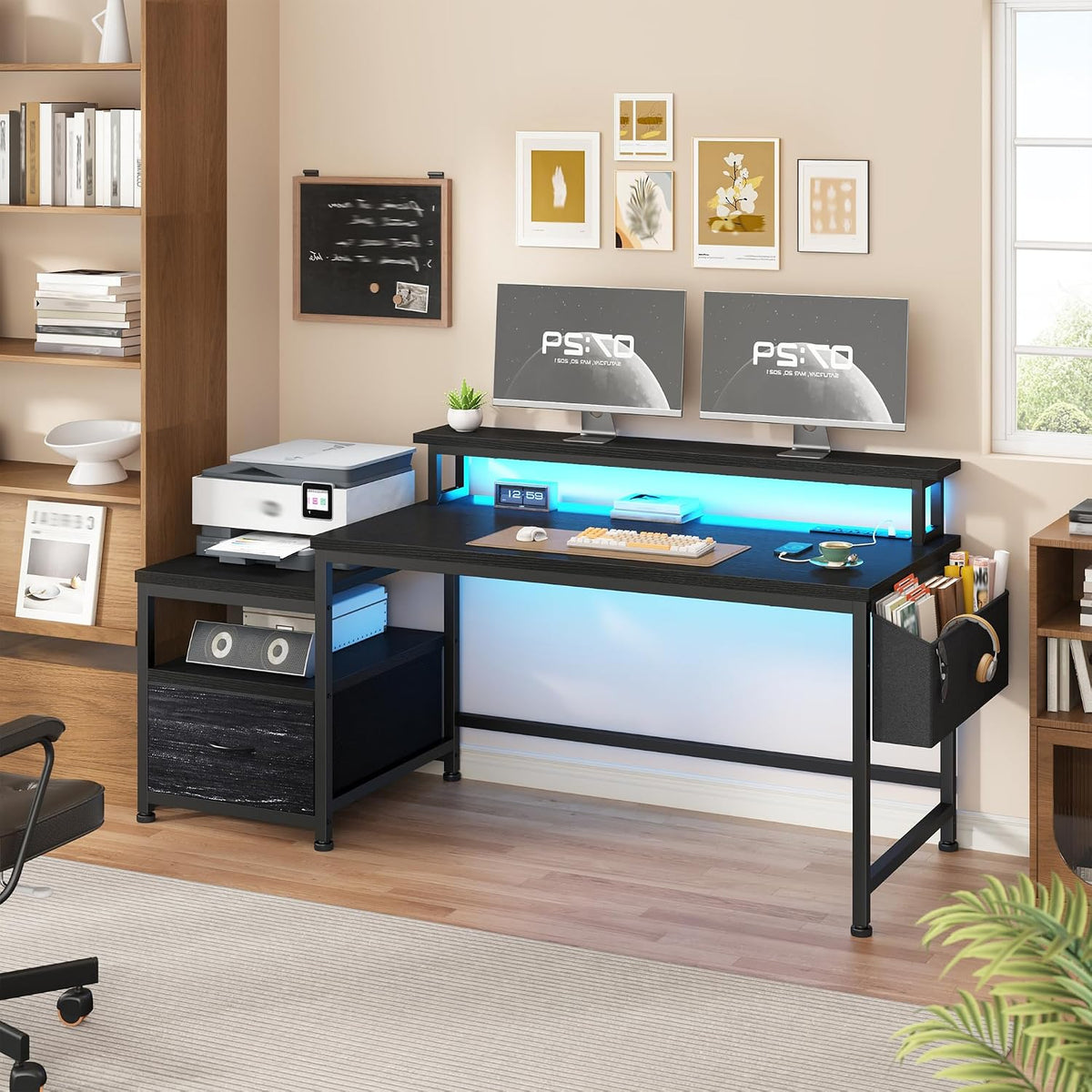 EnHomee 56.5" Office Desk with Drawers & Printer Space for Home Work...