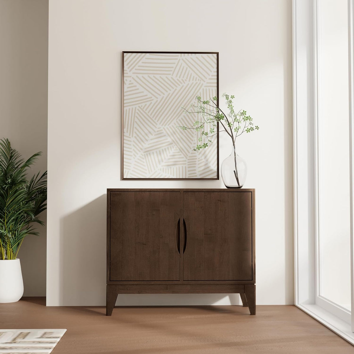 SIMPLIHOME Harper 38" Wide Solid Wood 2-Door Buffet in Walnut Brown