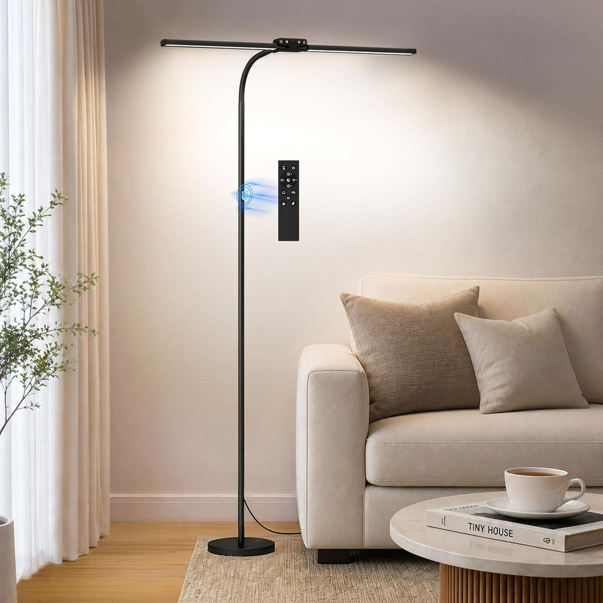 SIBRILLE 24W LED Floor Lamp, Dual Head Dimmable Modern Reading Lamp, Standing...
