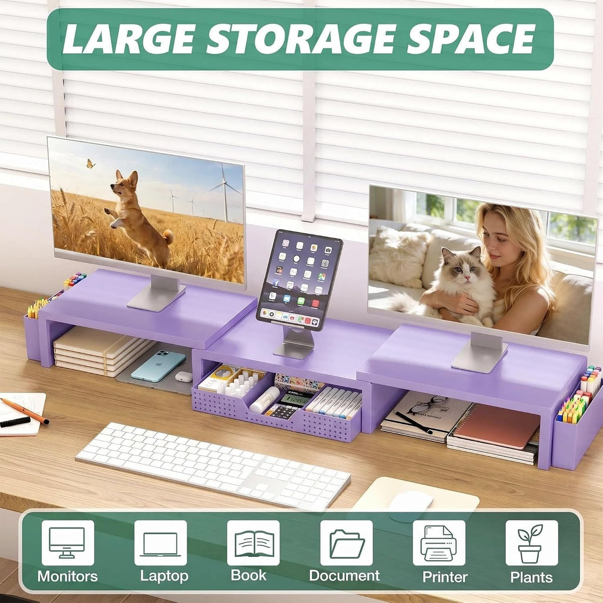 OPNICE Desk Organizer and Accessories, Computer Monitor Stand Riser with Draw...