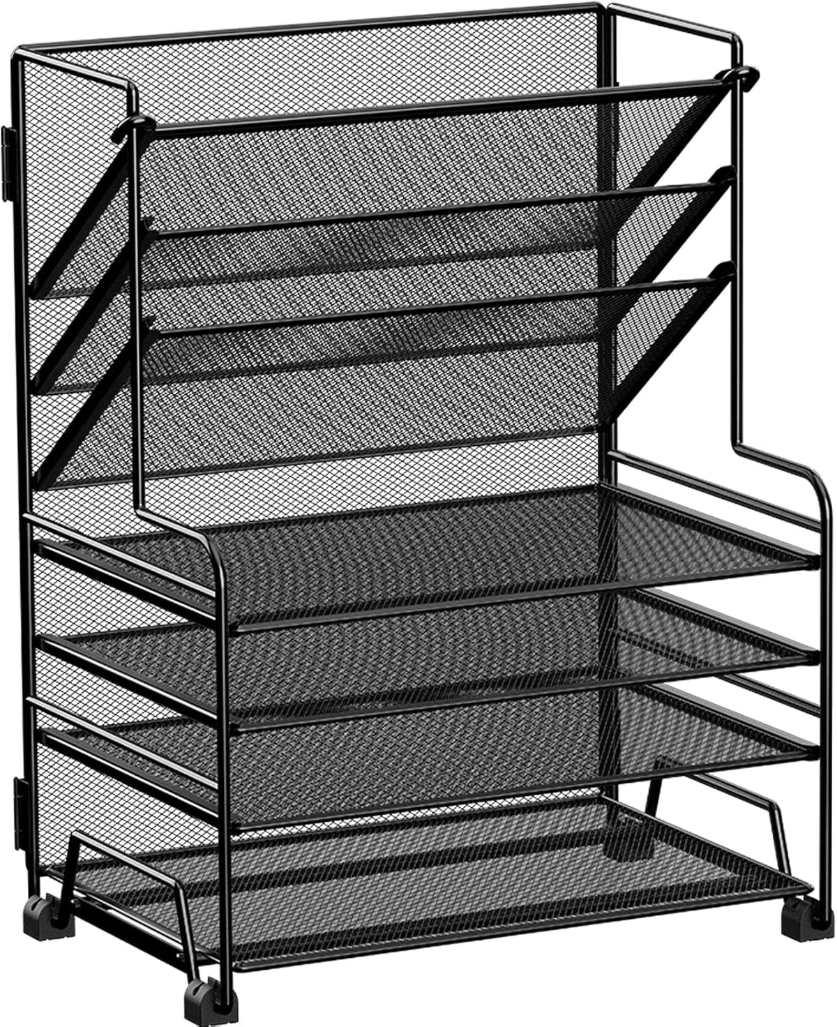 MINDEPOT 4-Tier Paper Organizer + 3-Pocket File Holder + Drawer + Pen Holders...