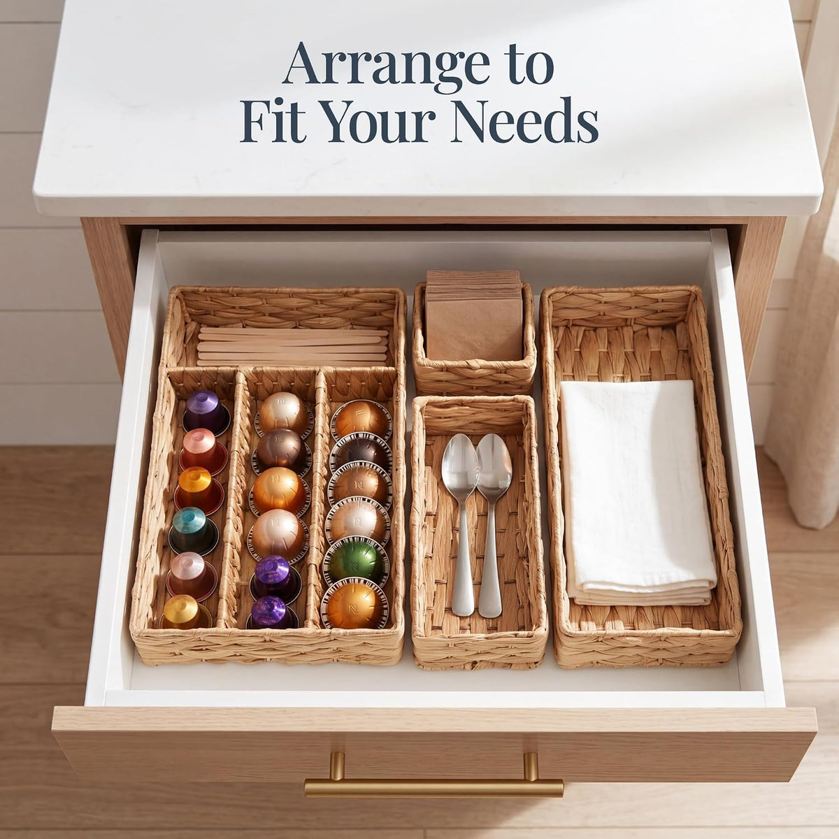 Best Choice Products 5-Piece Flatware Organizer Set, Woven Modular Silverware...