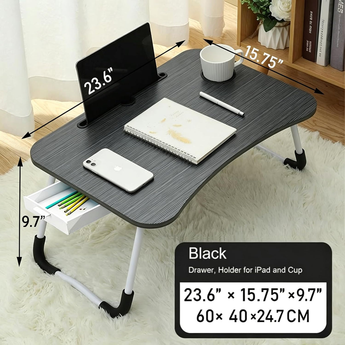 Laptop Bed Desk, Foldable Lap Desk with Storage Drawer, Cup and Phone Holder,...