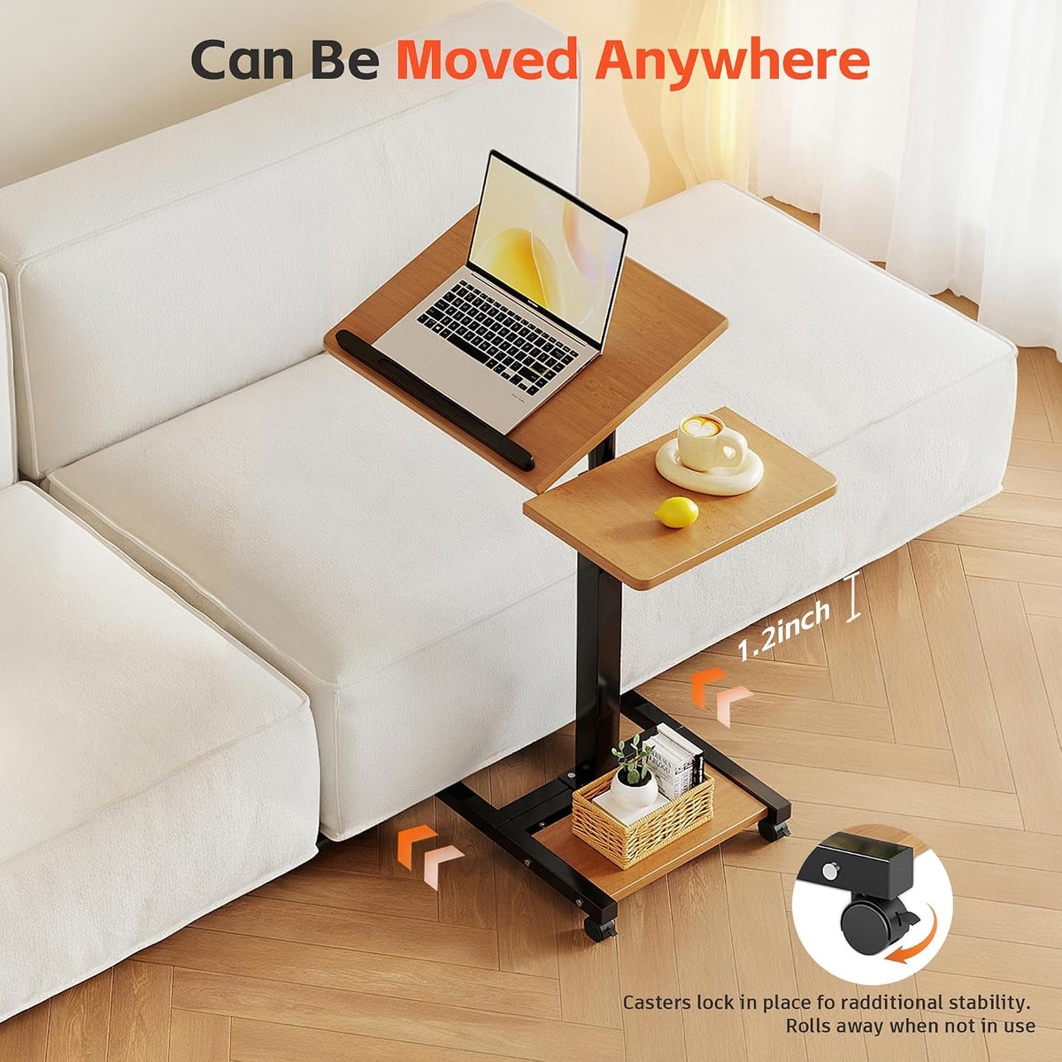 LINGMI Mobile Height Adjustable Laptop Desk with Mouse Pad, Portable Laptop D...