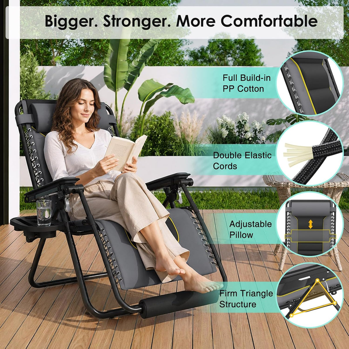 Suteck Heated Zero Gravity Chair, 400LBS 30.3" Padded Antigravity Chairs