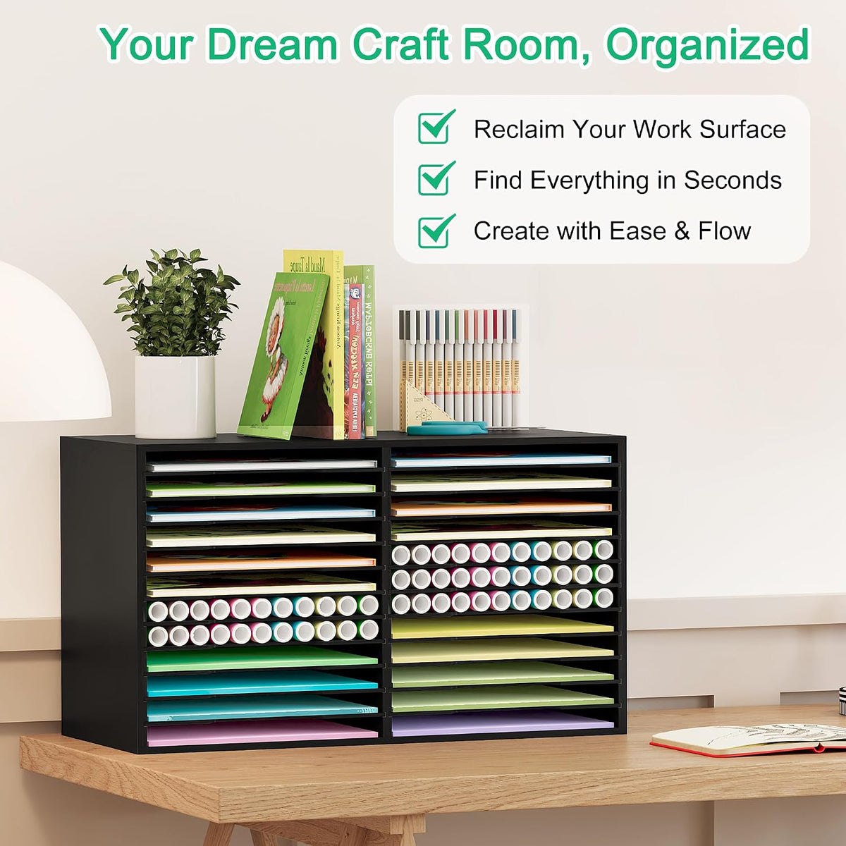 EasyPAG Scrapbook Paper Storage Organizer for Craft Room, 12x12 Paper Storage...