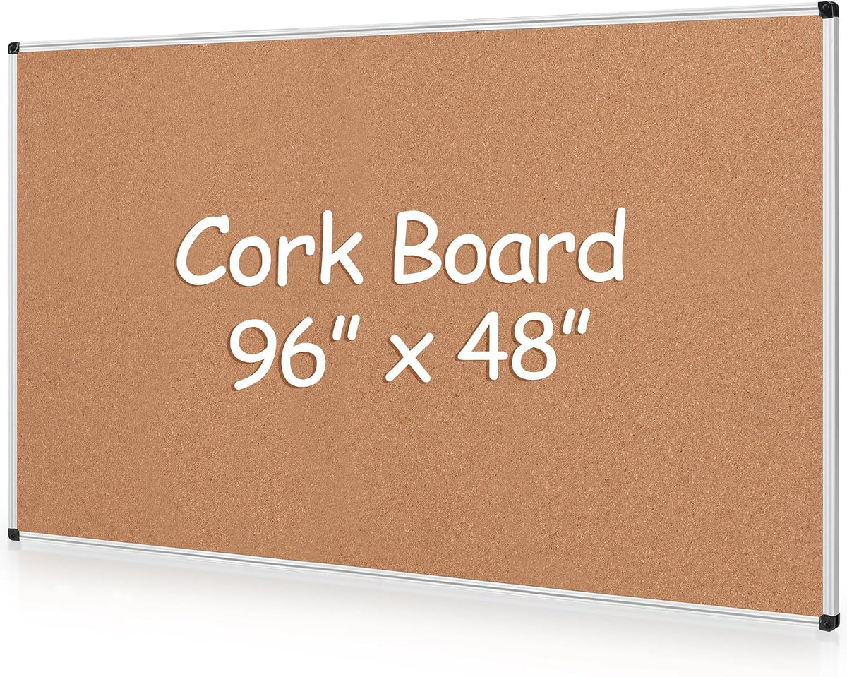 Extra Large Cork Bulletin Board 96" X 48", Silver Aluminum Framed 8...
