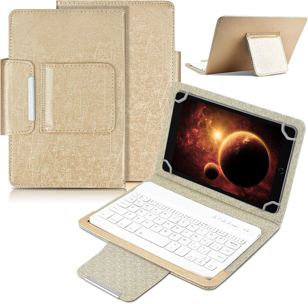 DETUOSI Universal 8.0 inch Android Tablet Case with Keyboard, Removable Wirel...