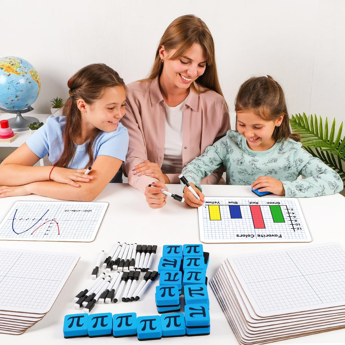 Simply Magic 25 Pack Double-Sided Dry Erase Graph Lap Boards - 12''x9...