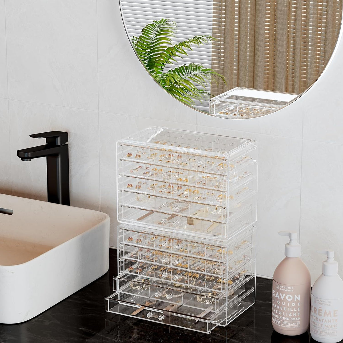 ProCase Acrylic Earrings Holder Organizer Box -Clear, 10 Layers