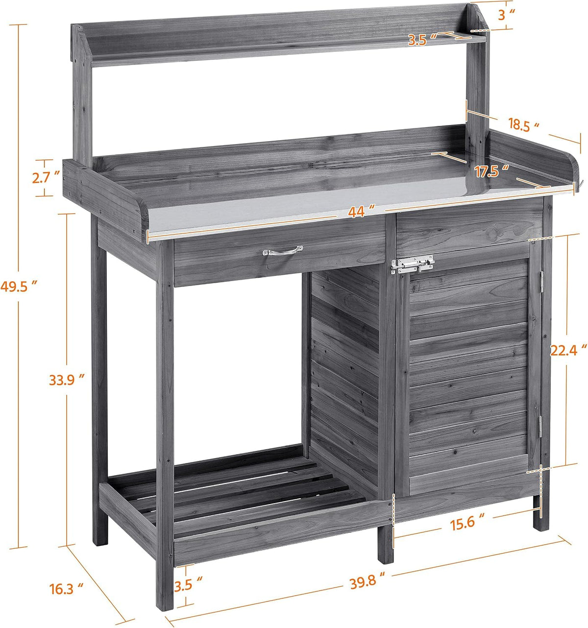 Yaheetech Potting Bench Outdoor Potting Table with Storage,Gray
