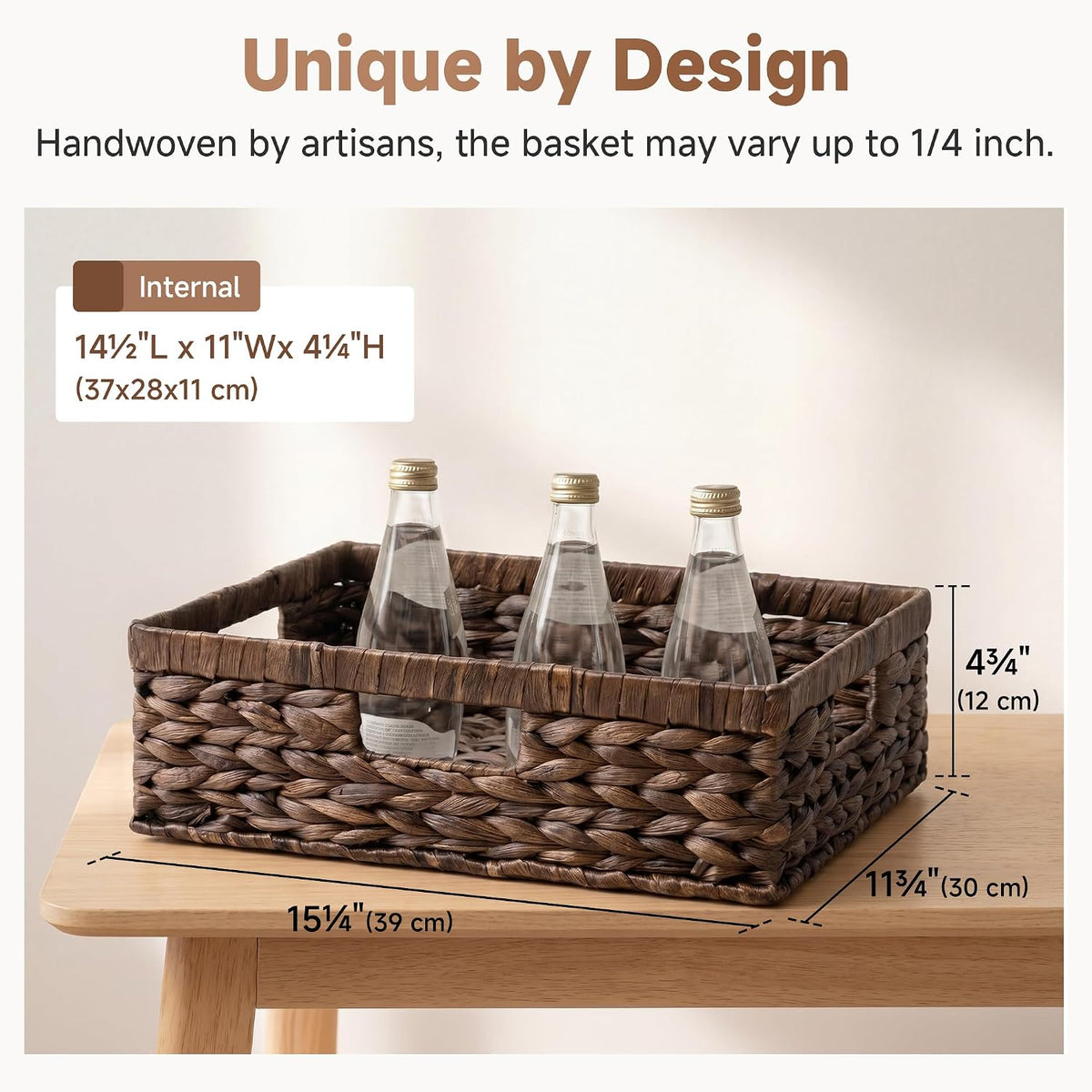 StorageWorks Large Wicker Storage Baskets for Shelves, Brown Baskets, 1Pack