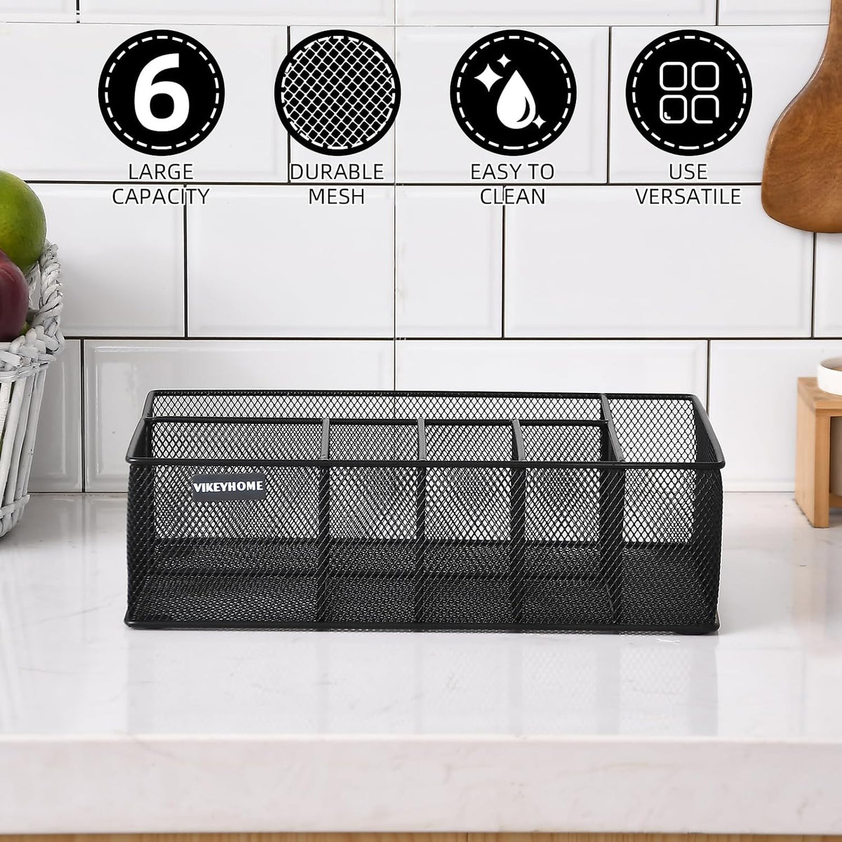 Paper Plate Organizer for Countertop, Black
