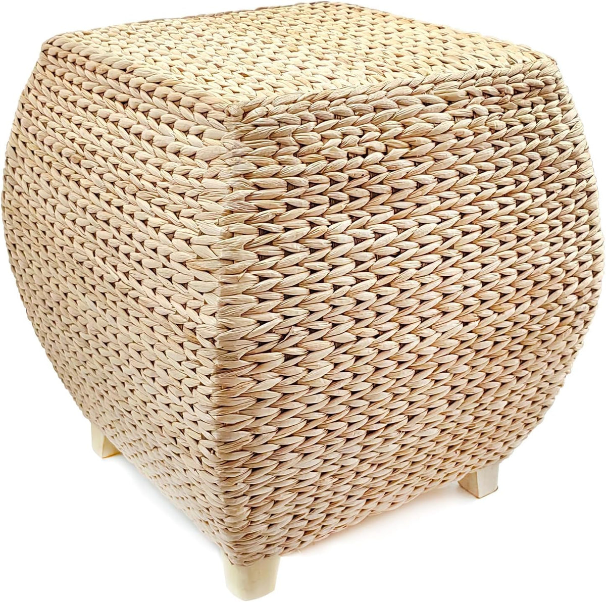 Winsterch Square Handwoven Cattail Pouf Ottoman