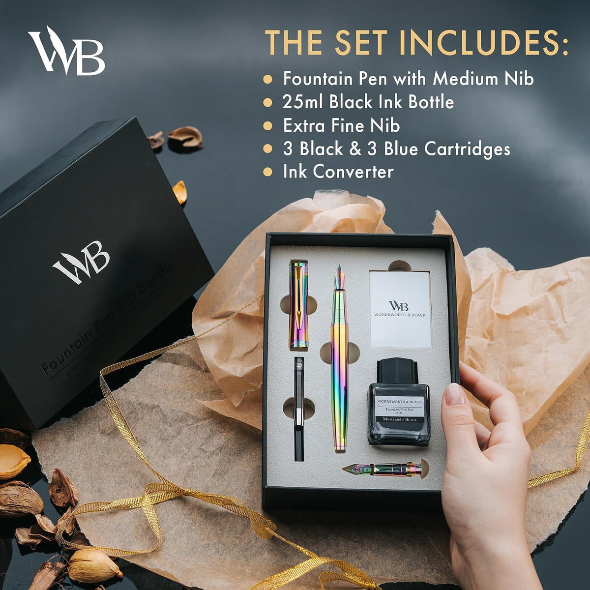 Wordsworth & Black Fountain Pen Gift Set, Medium & Extra Fine Nib, Ra...