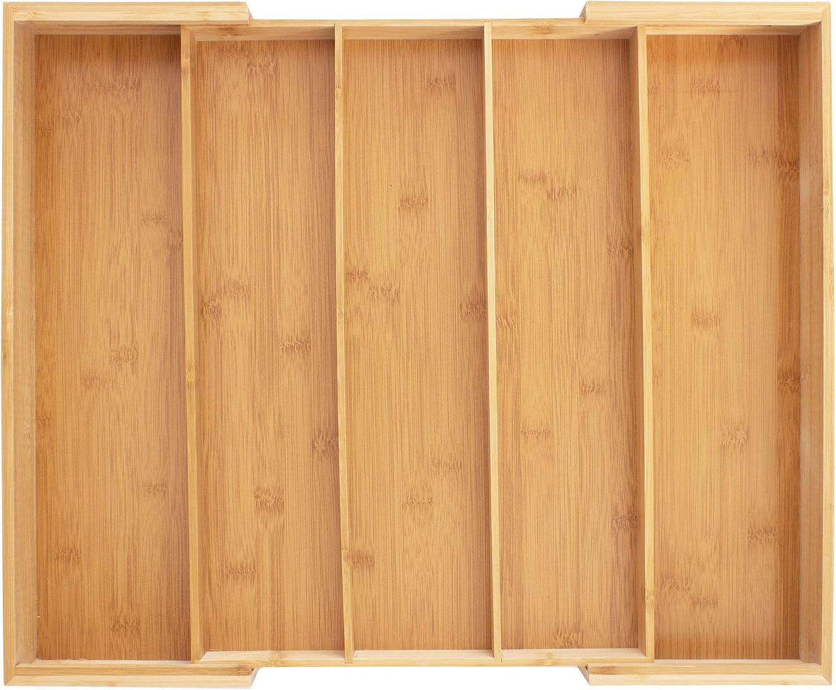 Totally Bamboo Expandable Kitchen Drawer Organizer, 13 to 22 in Wide