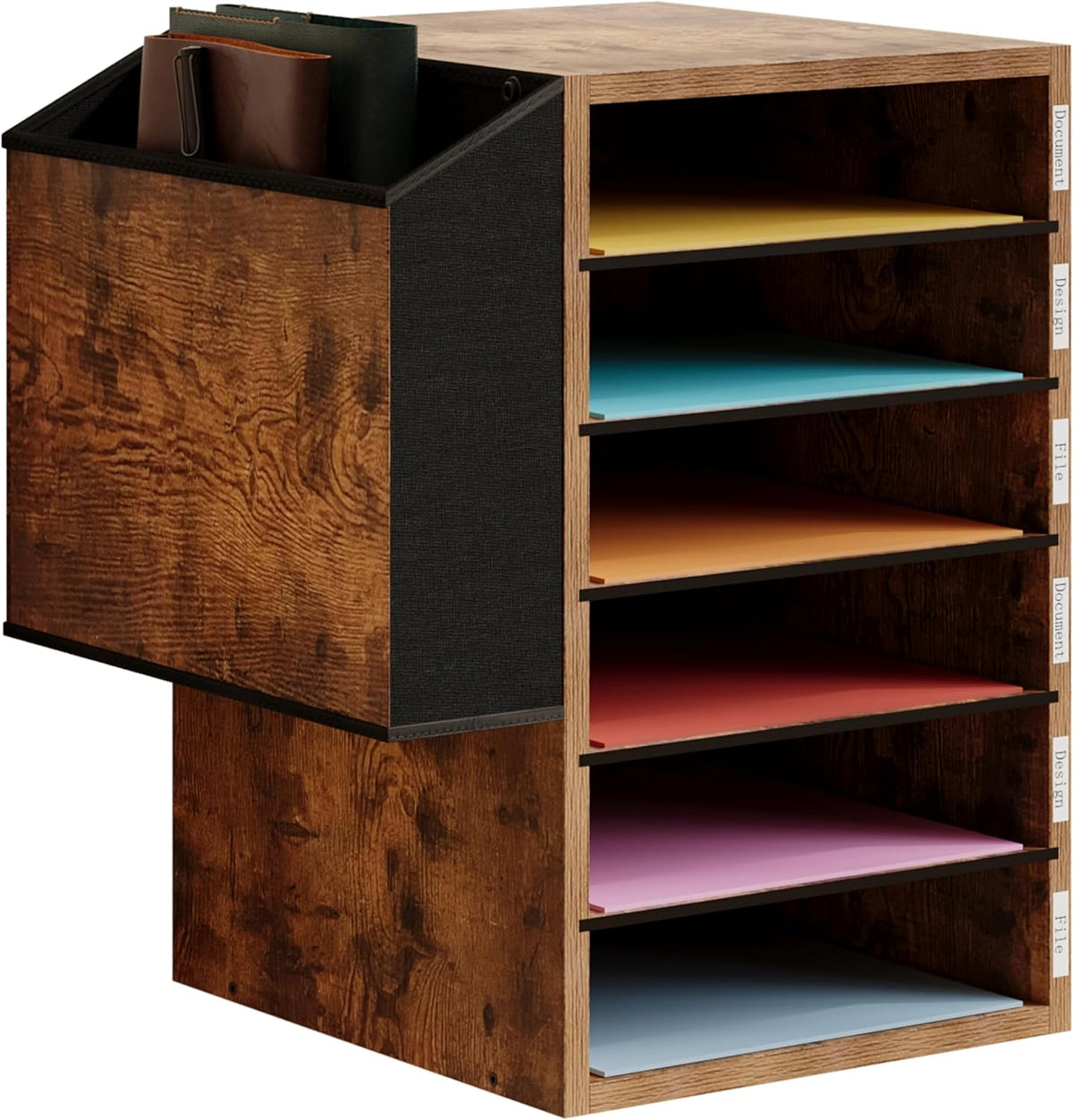 Unionly 6 Tier Adjustable Mail Sorter,Wood Paper Organizer for Class,Office