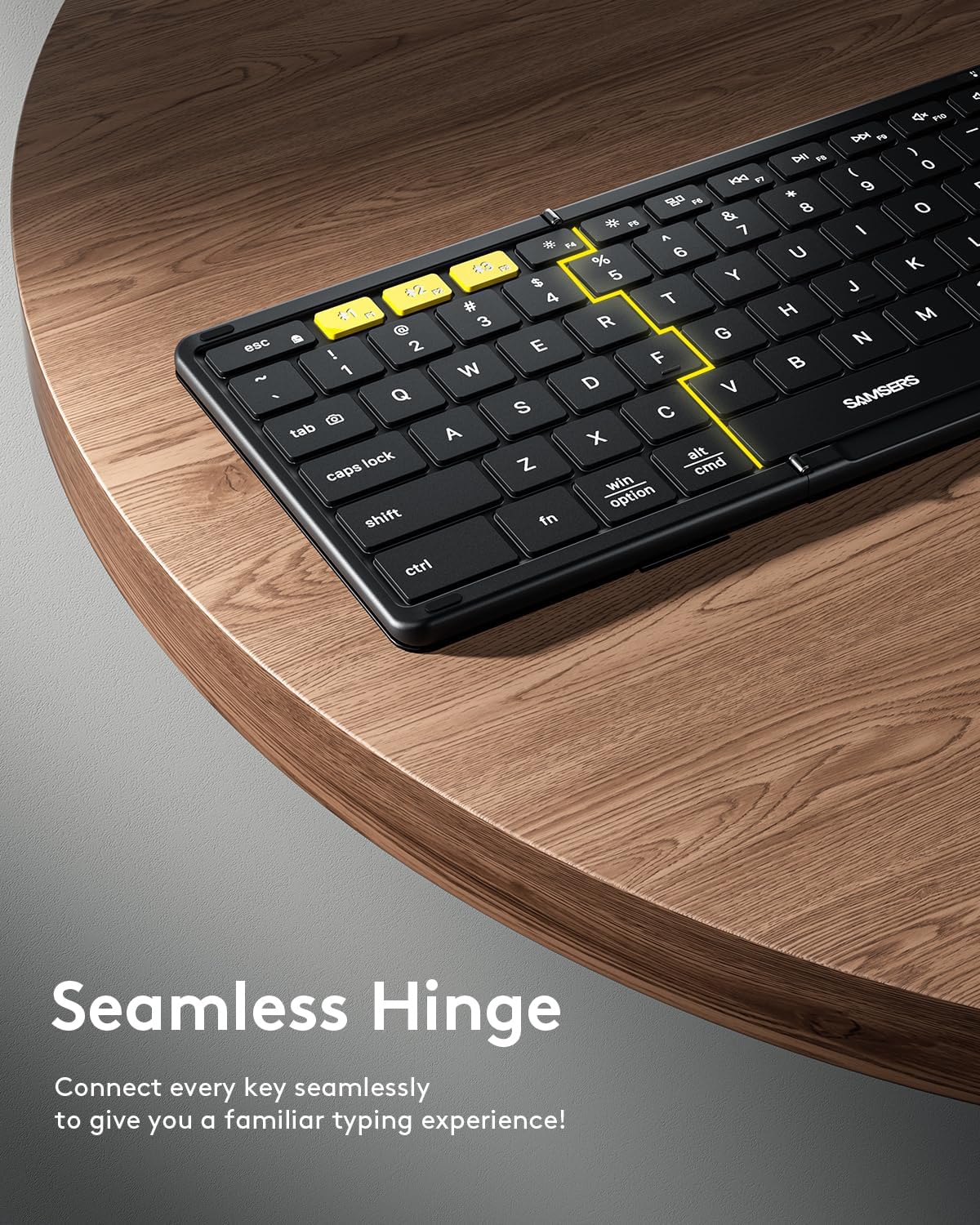 Samsers Full-Size Backlit Foldable Bluetooth Keyboard with Touchpad, Black