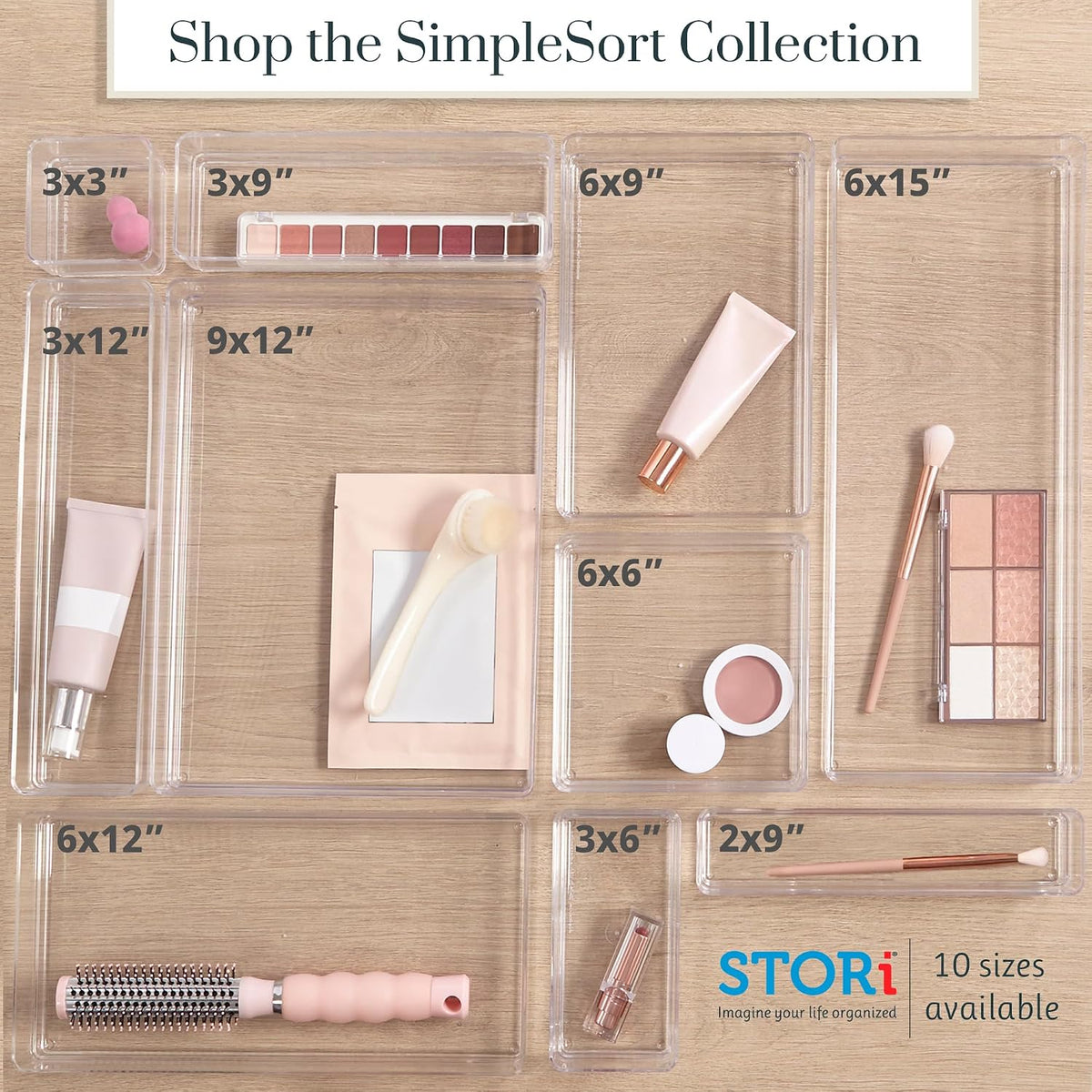 STORi SimpleSort 18-Piece Stackable Clear Drawer Organizer Set | Multi-size T...