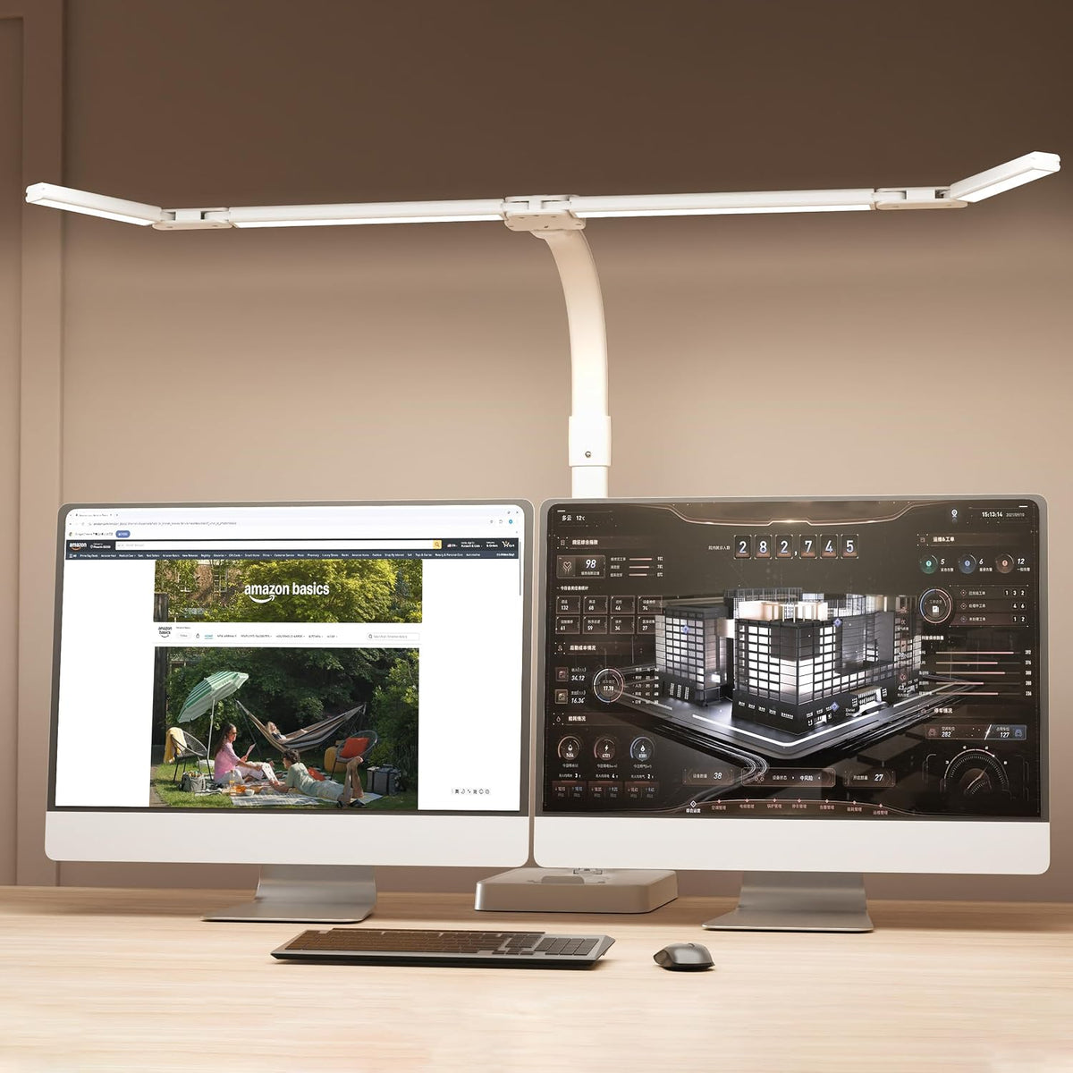 LED Desk Lamp for Home Office - 24W Bright Double Head Desk Light with Clamp ...