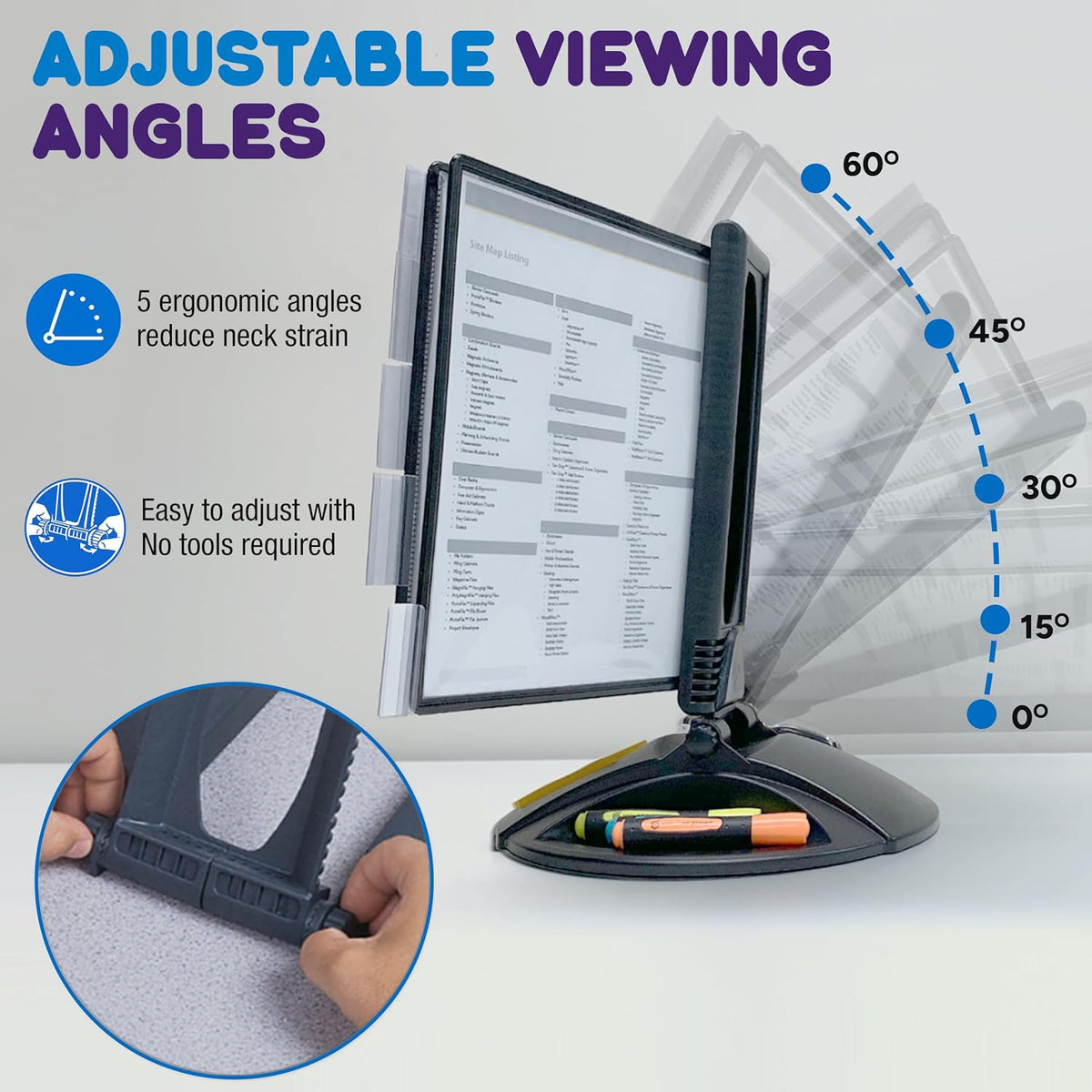 Ultimate Office AdjustaView Supply Base Desk Reference Display Organizer BK