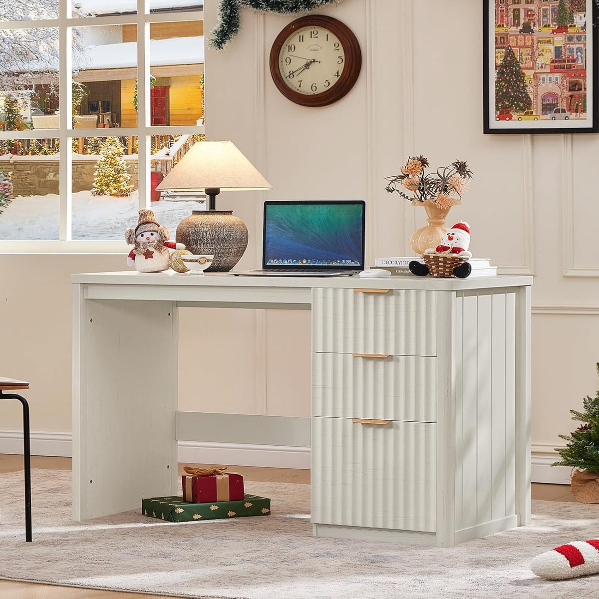 LEYAOYAO Office Desk 48" with 3 Drawers Storage File Cabinet
