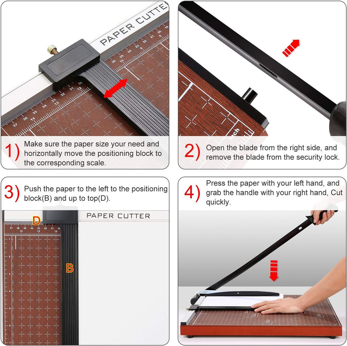 18" Guillotine Paper Cutter, 12-Sheet Precision Trimmer with Safety Lock