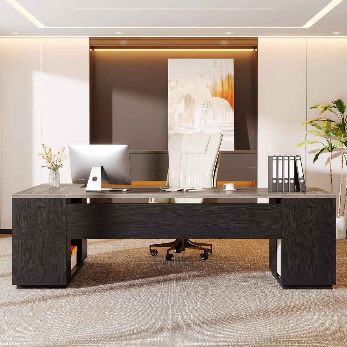 Tribesigns 85.8-Inch L-Shaped Executive Desk, Extra Large Home Office Desk