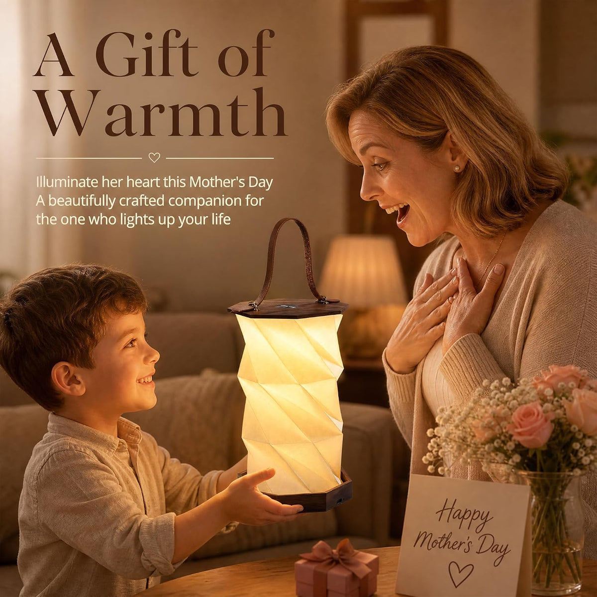 Ba sus Wooden Paper Lamp, Portable Lantern Light ,Foldable Funky Lamp