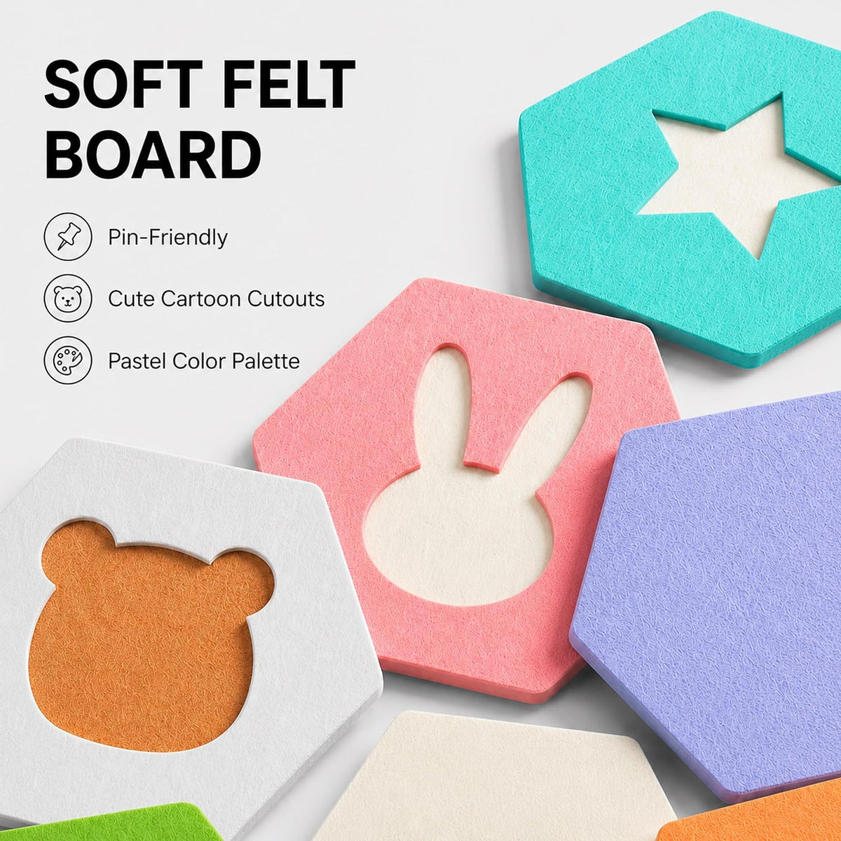 HBK Felt Bulletin Board Tiles, 10 Pack Cartoon Wall Decor