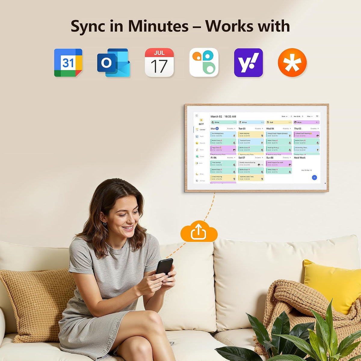 Digital Calendar, 15.6 Inch Wall Planner Electronic Calendar & Chore Char...