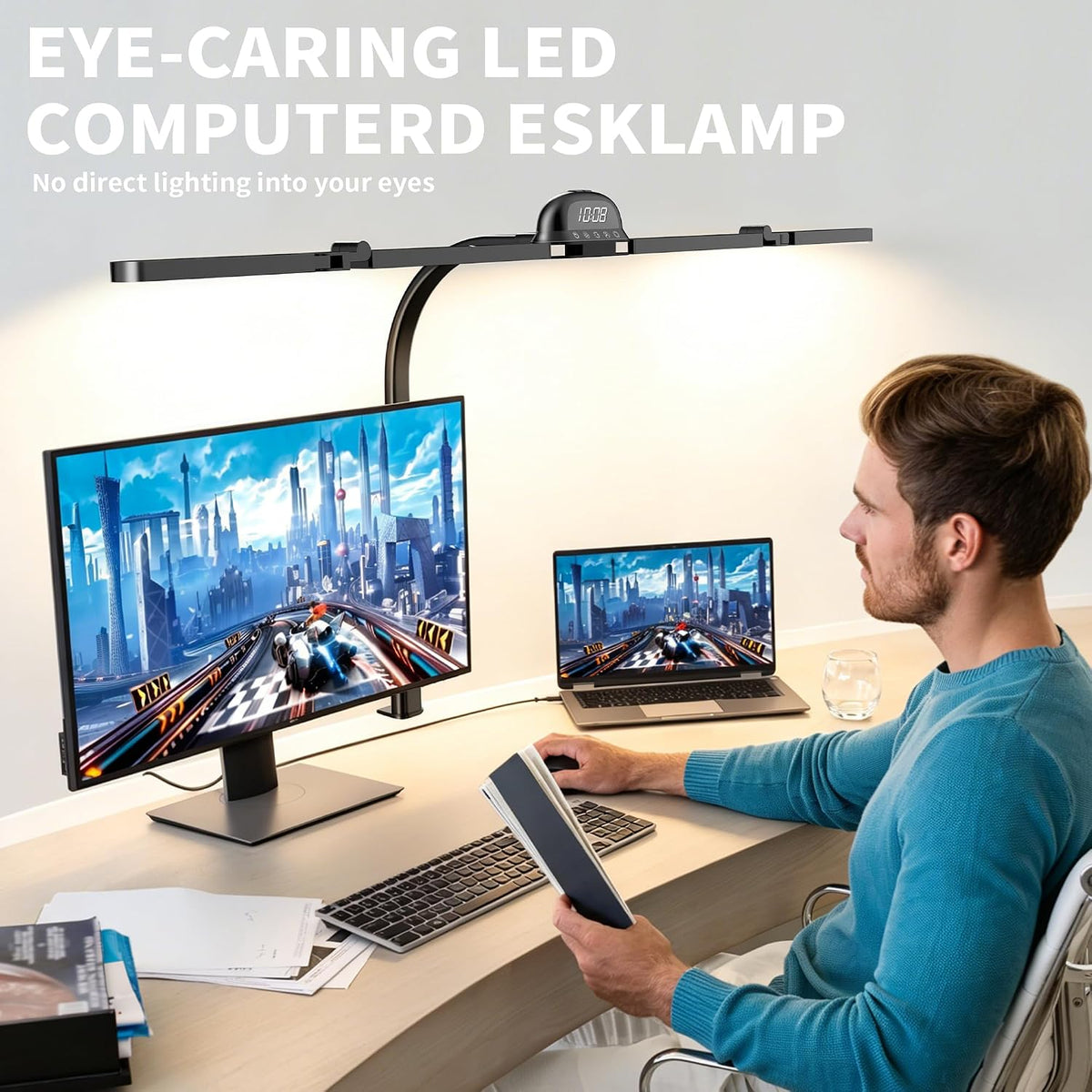 LED Architect Clamp Desk Lamp for Office, Table Light, RGB & Remote