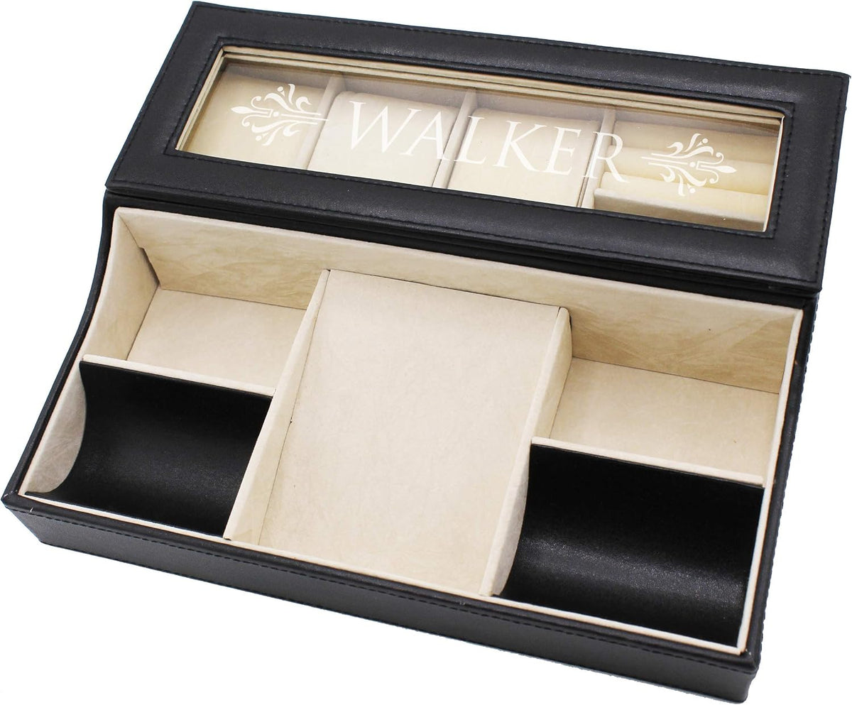 My Personal Memories Personalized Leather Valet Tray Box - Custom Monogrammed...