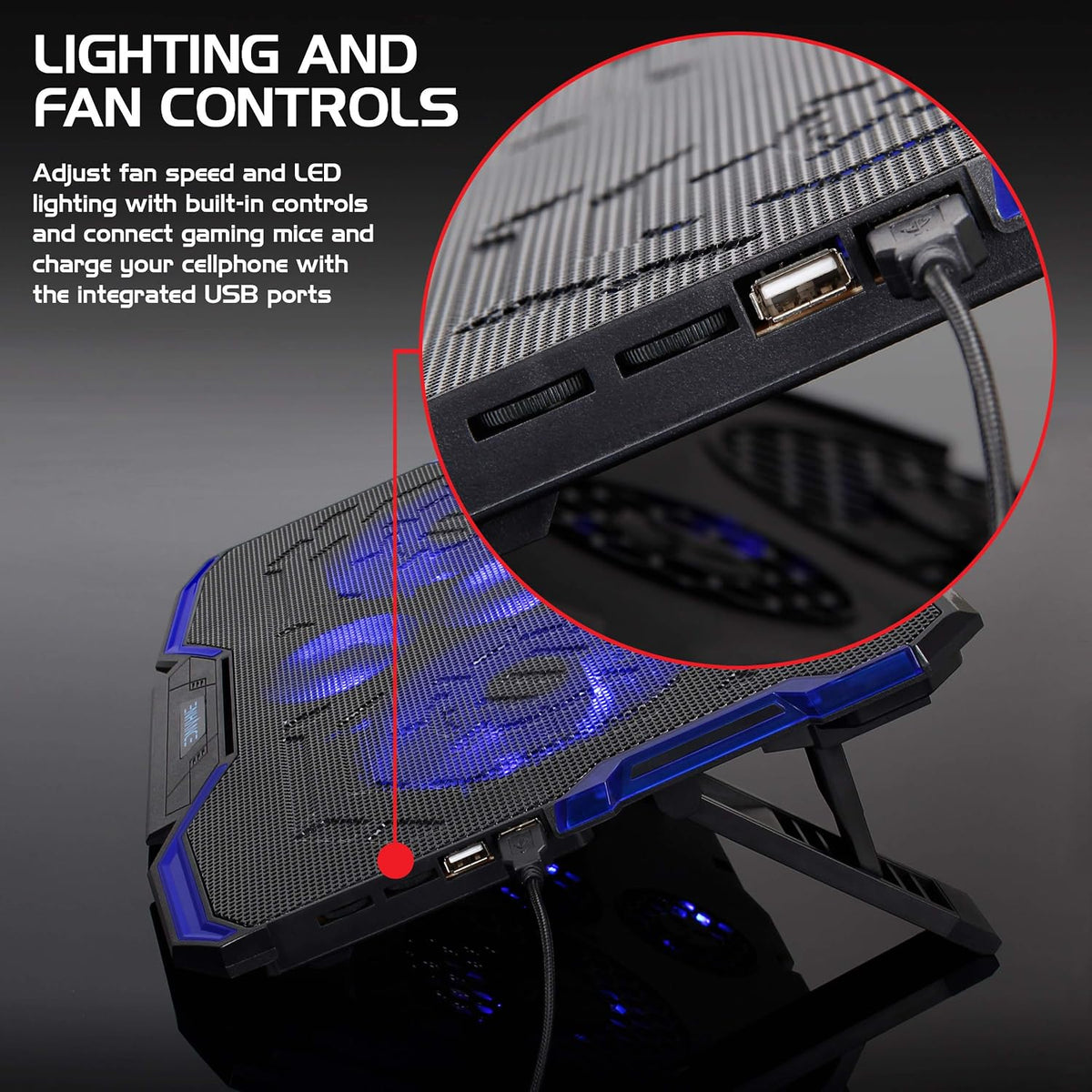 ENHANCE Cryogen Gaming Laptop Cooling Pad - Fits 17 in Computer- Adjustable L...
